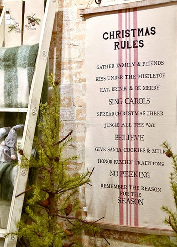 Holiday Rules Fabric Hanger - Village Floral Designs and Gifts