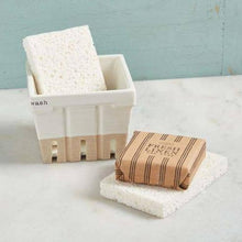 Load image into Gallery viewer, Stoneware Soap &amp; Sponge Basket Set - Village Floral Designs and Gifts
