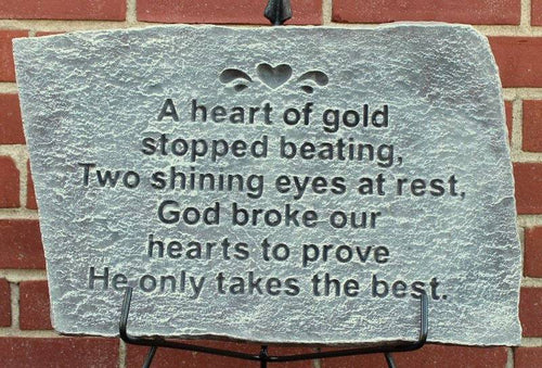 A Heart of Gold Concrete Plaque - Village Floral Designs and Gifts