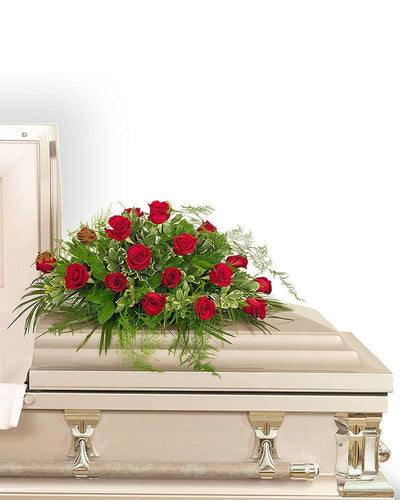 Red Roses Casket Spray - Village Floral Designs and Gifts