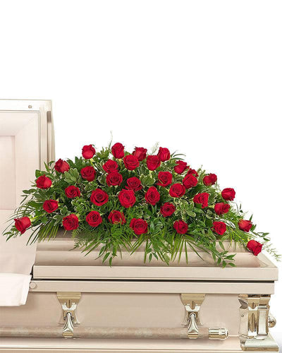 36 Red Roses Casket Spray - Village Floral Designs and Gifts