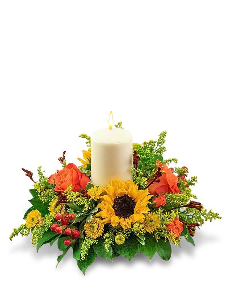 Seasonal Saffron Centerpiece - Village Floral Designs and Gifts