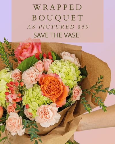 Wrapped Bouquet - Malibu - Village Floral Designs and Gifts